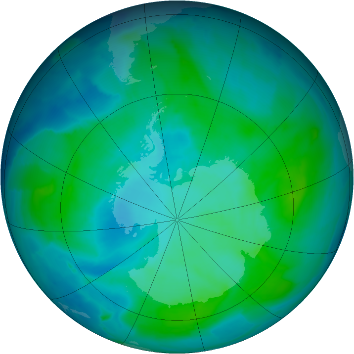 Antarctic ozone map for 02 February 2013